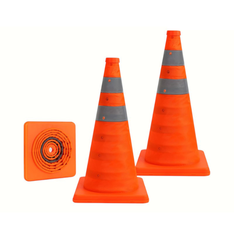 High-Intensity Reflective Portable Multi-functional Collapsible Traffic Cone na may Top-Mounted Plug-in LED Warning Light para sa Emergency at Mobile Operations
