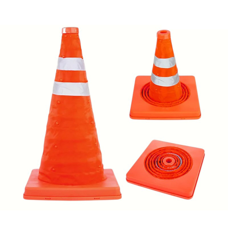 High-Intensity Reflective Portable Multi-functional Collapsible Traffic Cone na may Top-Mounted Plug-in LED Warning Light para sa Emergency at Mobile Operations