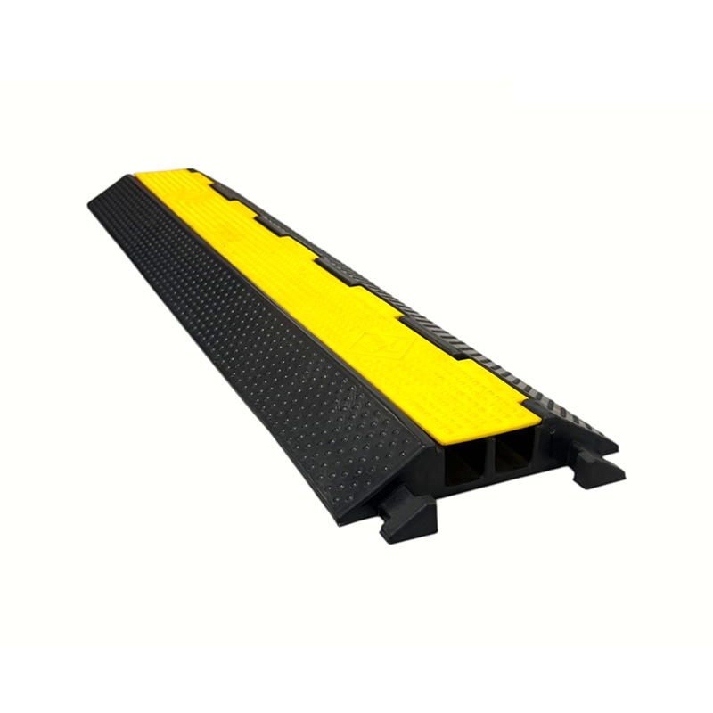 Rubber Base Engineering-Grade Yellow Cover 2-Channel Heavy-Duty Cable Protector