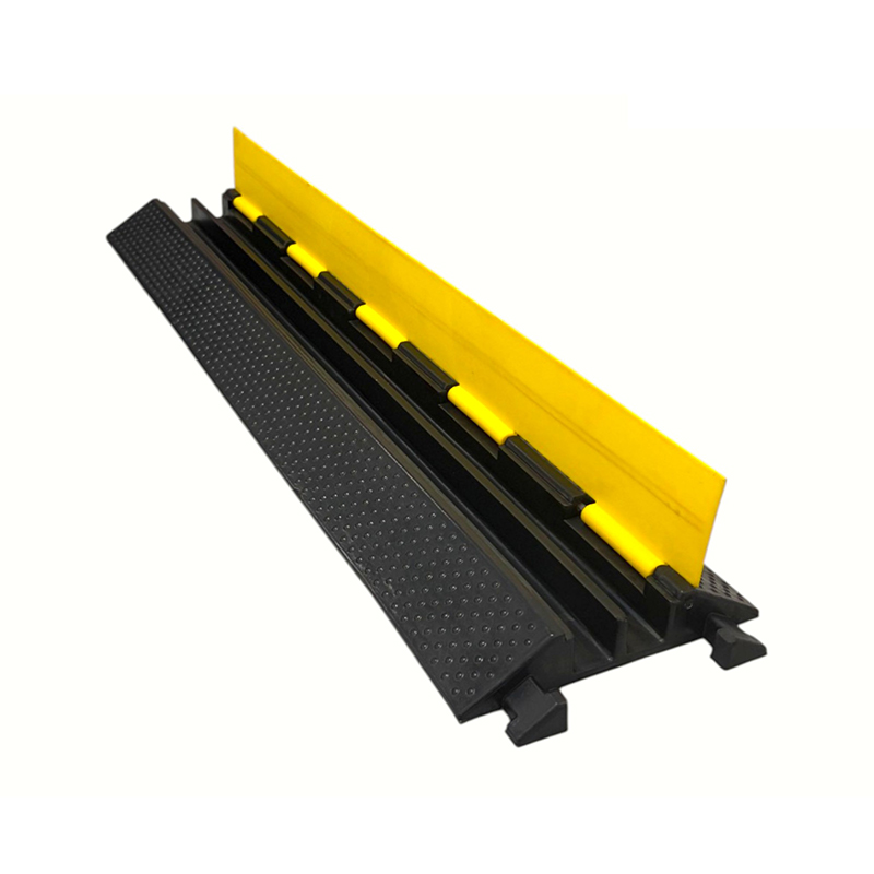 Rubber Base Engineering-Grade Yellow Cover 2-Channel Heavy-Duty Cable Protector