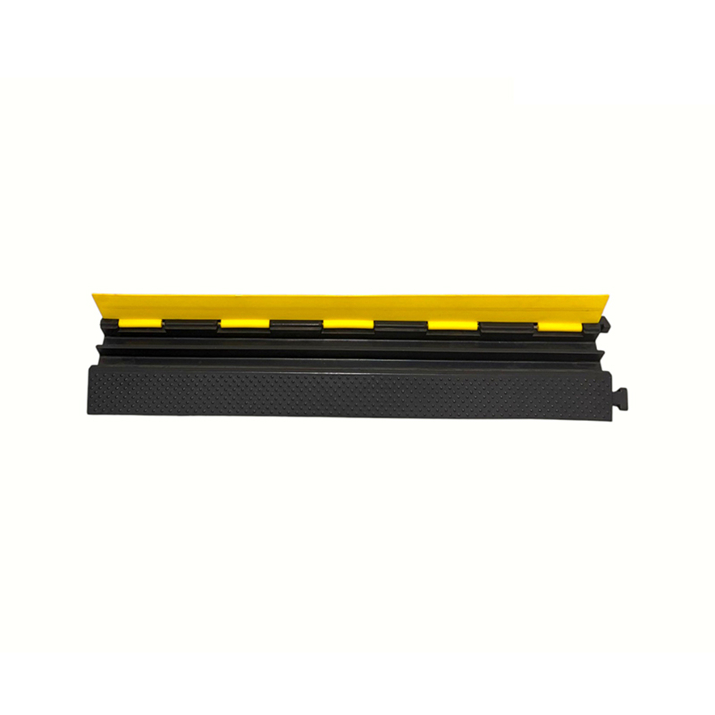 Rubber Base Engineering-Grade Yellow Cover 2-Channel Heavy-Duty Cable Protector