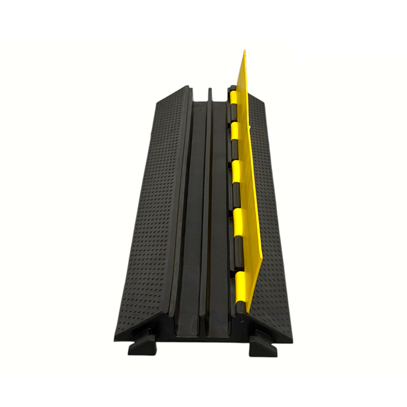Rubber Base Engineering-Grade Yellow Cover 2-Channel Heavy-Duty Cable Protector