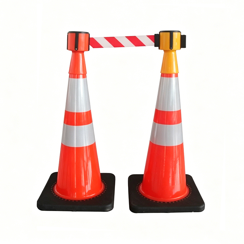 Cone-Top Retractable Belt Barrier na may 4-Way Connection