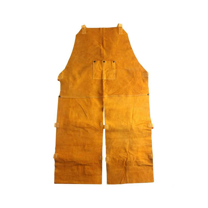 Single Front Split-Leg Leather Welding Work Apron Pants