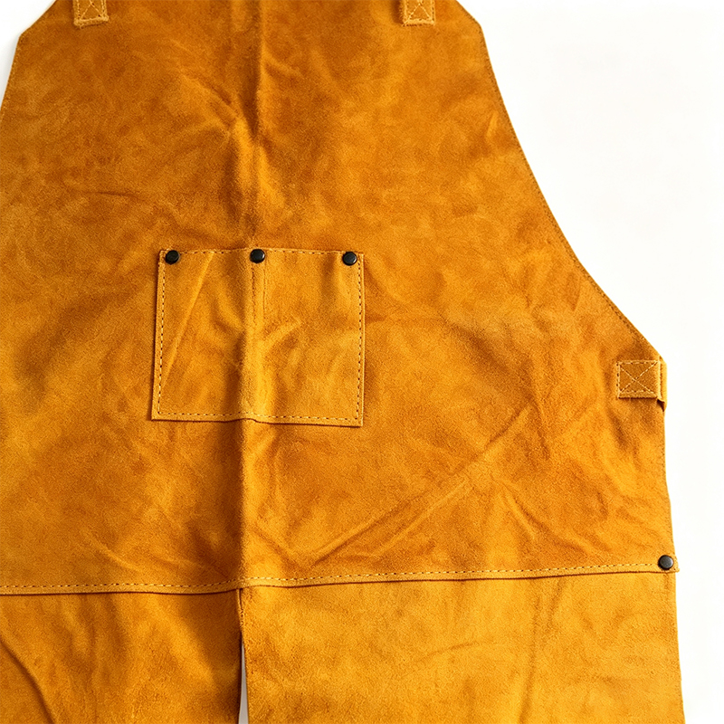 Single Front Split-Leg Leather Welding Work Apron Pants