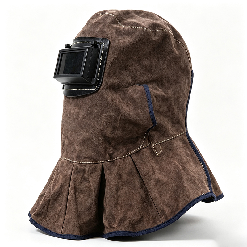 Carbon Brown Cowhide Flip-Up Welding Hood Mask