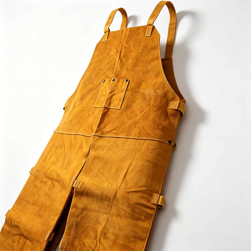 Single Front Split-Leg Leather Welding Work Apron Pants