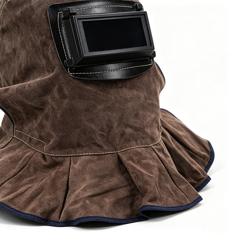 Carbon Brown Cowhide Flip-Up Welding Hood Mask