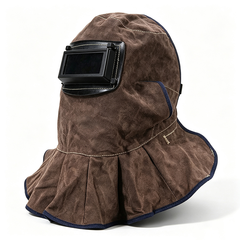 Carbon Brown Cowhide Flip-Up Welding Hood Mask