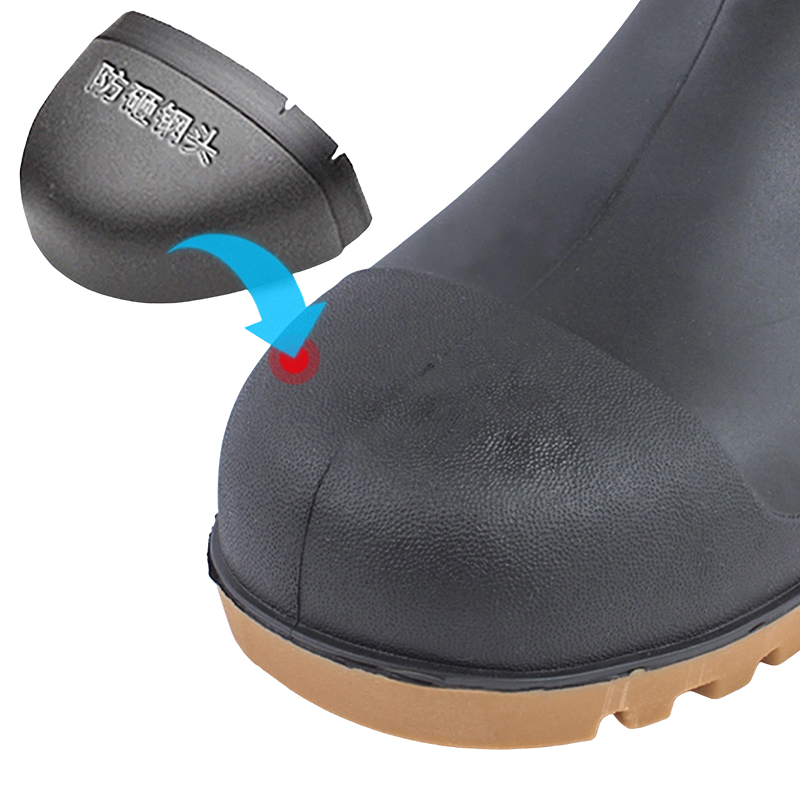 Black Frosted Steel Toe PVC Rain Boots